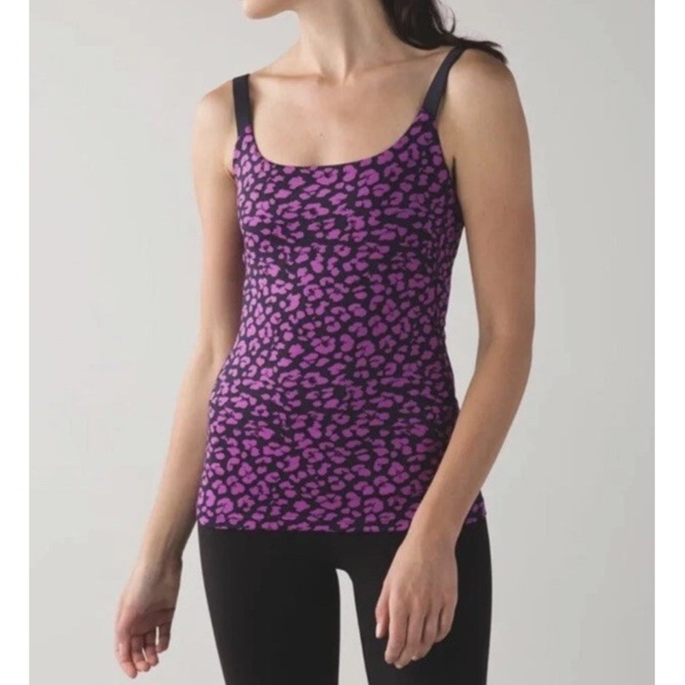 Lululemon Barre None Tank Top Size 8 Cherry Cheetah‎ Ultra Violet